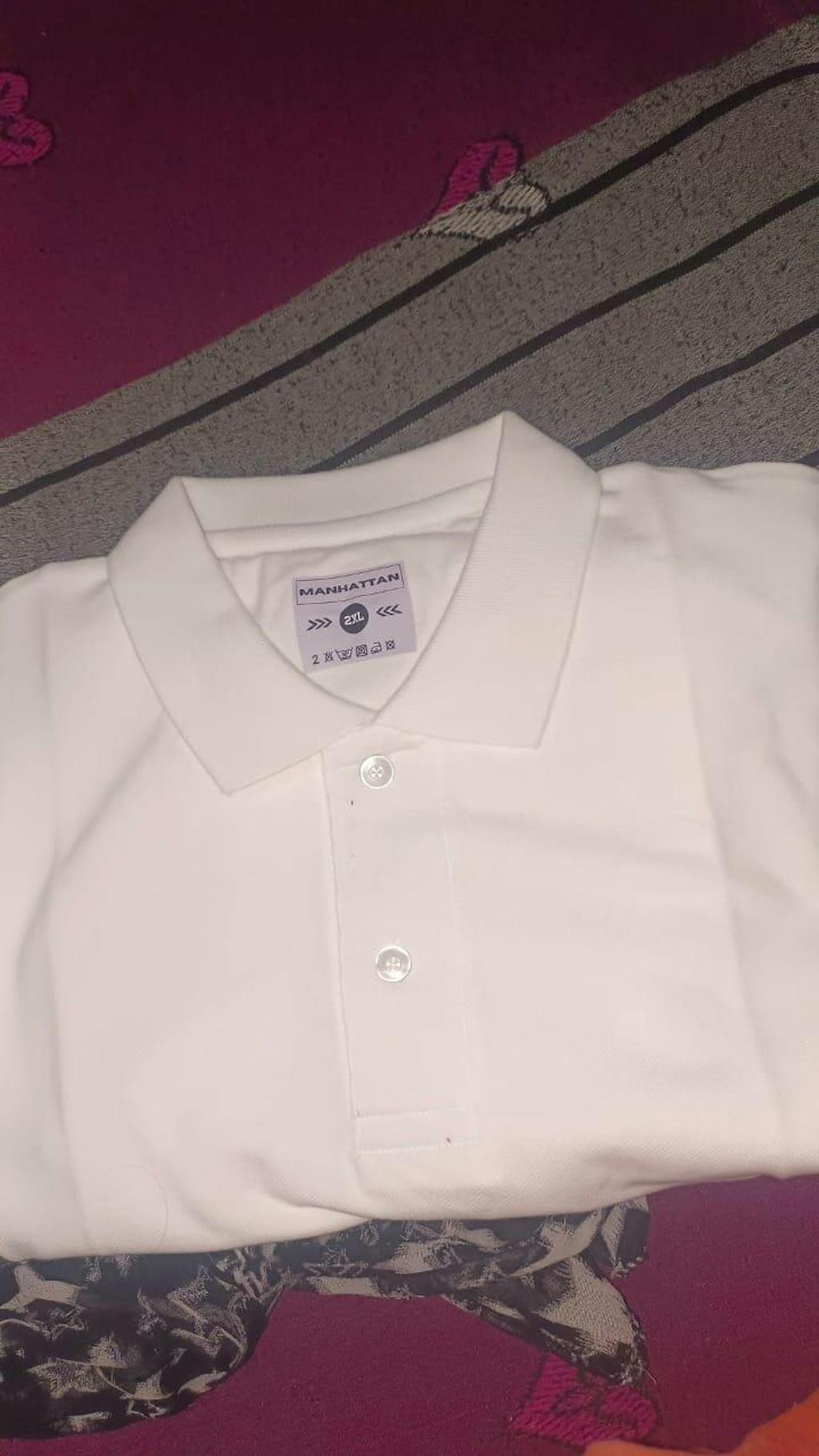 Pure Cotton Polo Plain T Shirts (White) Without Pocket