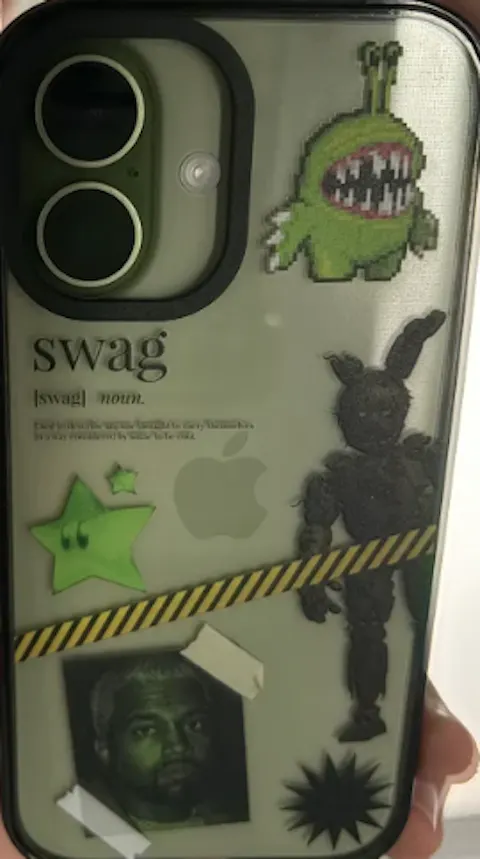 Y2K Swag Phone Case Customizable – Green Mashup Collage | Pixvoices [5658]