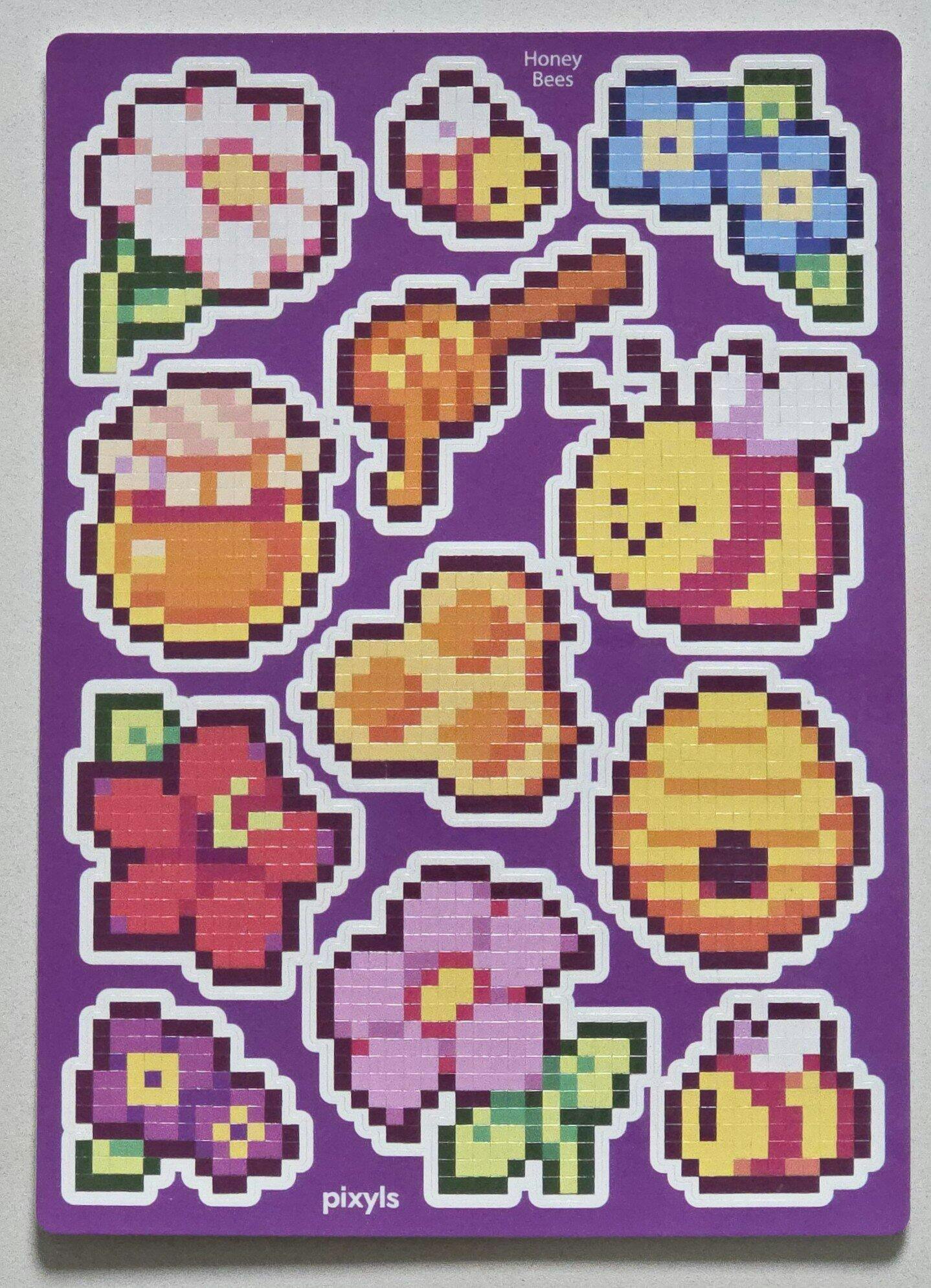 Honey Bees Sticker Sheet | Pixel Art Sticker by Number Craft Kit