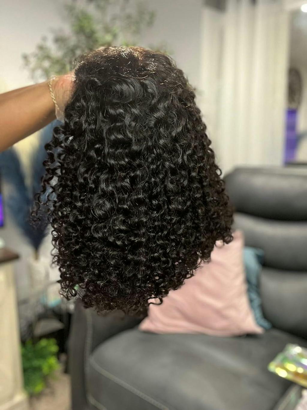 4C Hairline Glueless Curly 13x4 HD Lace Front Bob Wig With Curly Edges