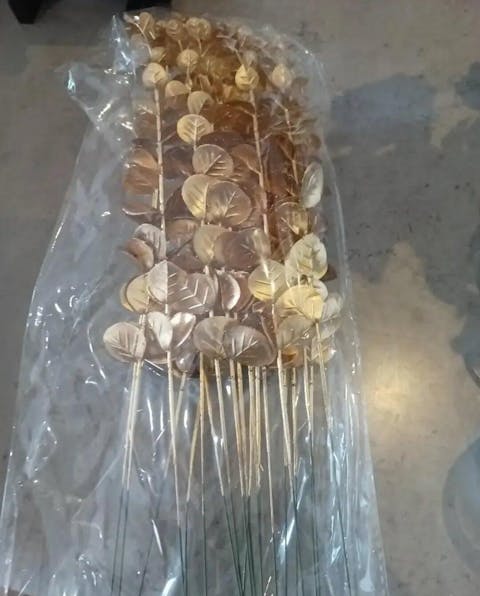 10 Stems Bunch Golden Eucalyptus Faux Leaves By PK LUXUS™