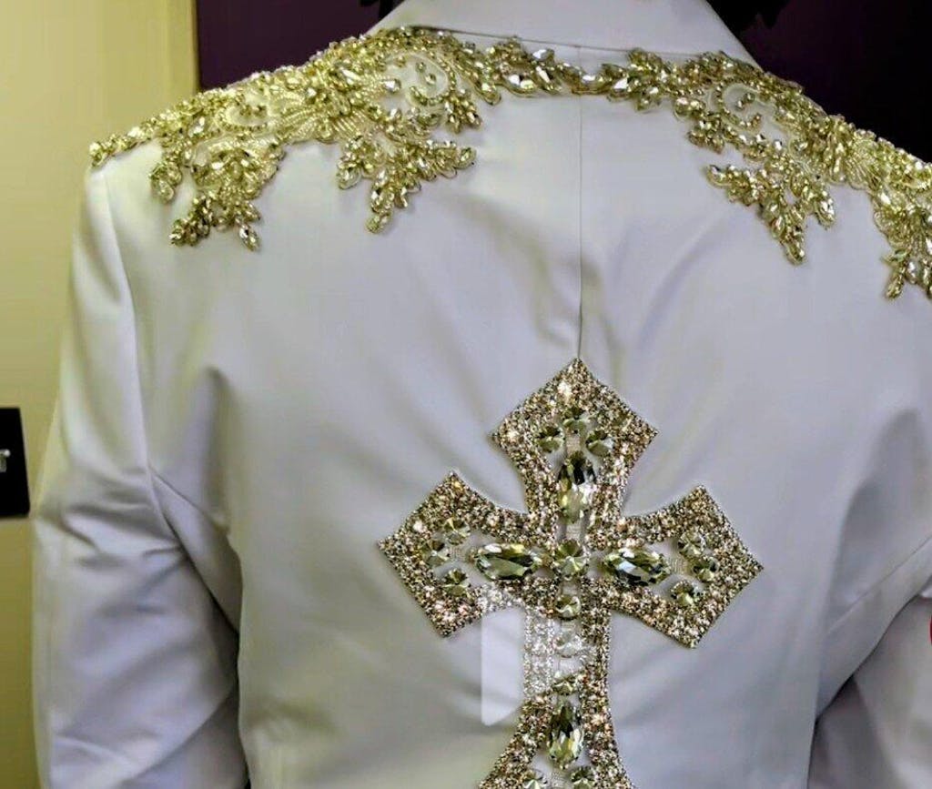 Large Navette  Rhinestone Cross Applique