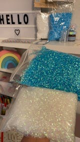 White Opaque Metallic Crispy Bingsu (RFS) Beads for Crunchy Slime, Rolled  Glitter Straw Beads, 3D Glitter, Slime Supply (Cereal Milk, 100 Gram Bag)