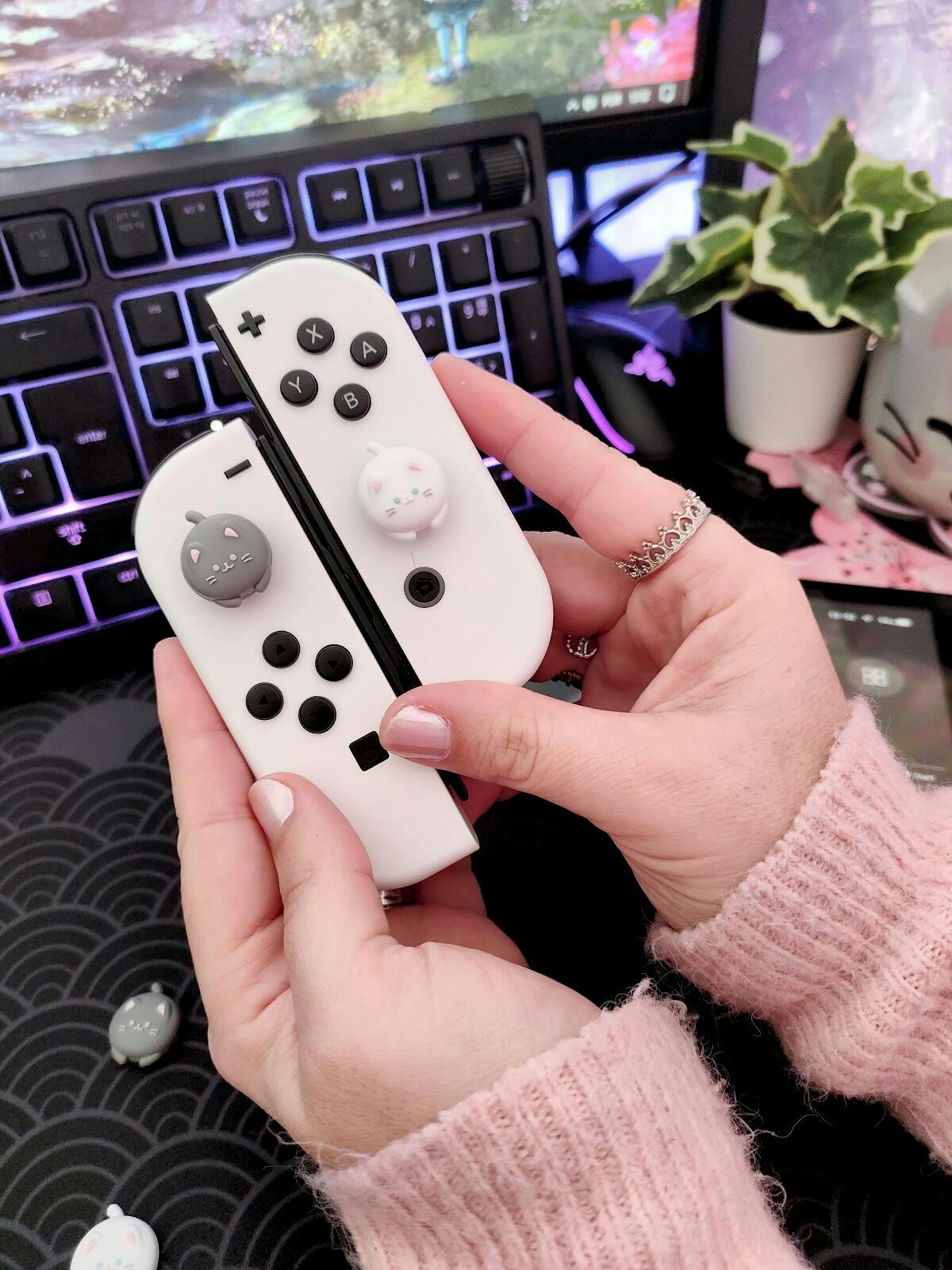 PlayVital Switch OLED Thumbstick Grips, Switch Lite Joystick Caps, NS ...