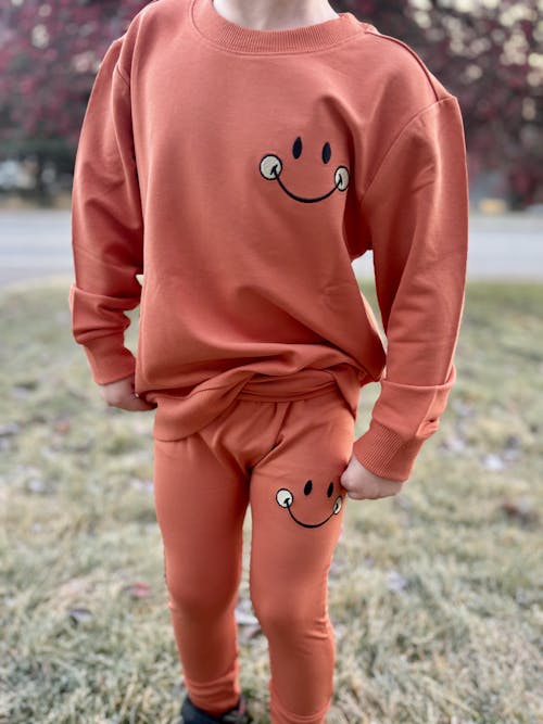 Grow With Me Pant - Mini Smiley® Happy Rust - Luxe Bamboo