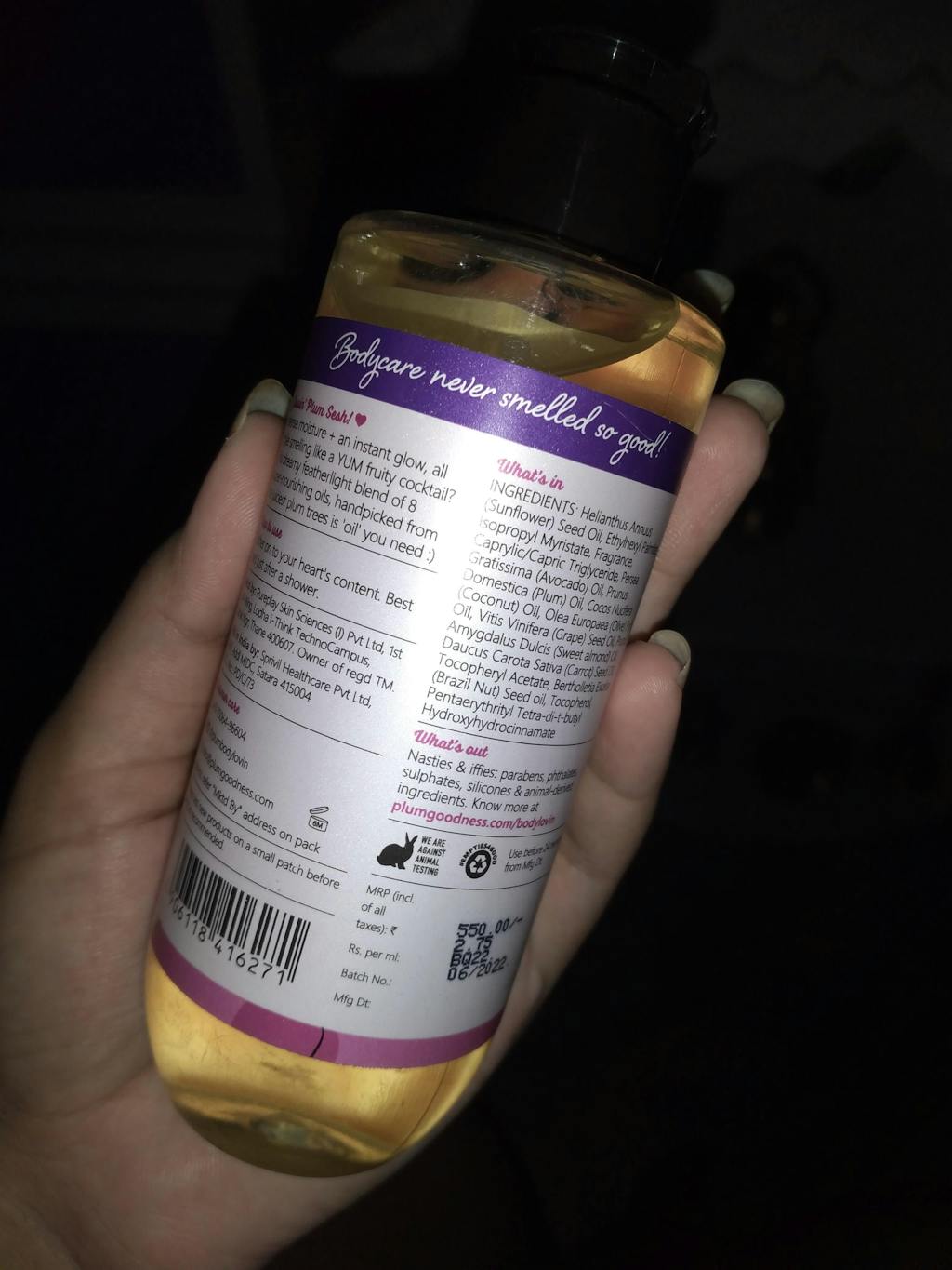 Plum BodyLovin’ Everythin’ Plum Body Oil Fruity Fragrance Normal t