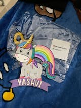 Unicorn Themed Hand-Painted Wooden Kids Name Plate -  Purple