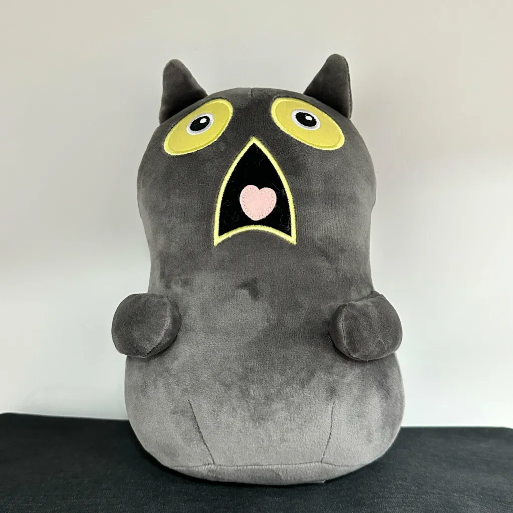 Kawaii Black Cat Plush With Shocked Expression - PlushThis| Plushies ...