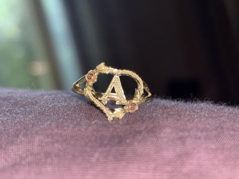 10k Solid Gold Yellow & Rose Gold Heart CUSTOMIZED Initial Ring