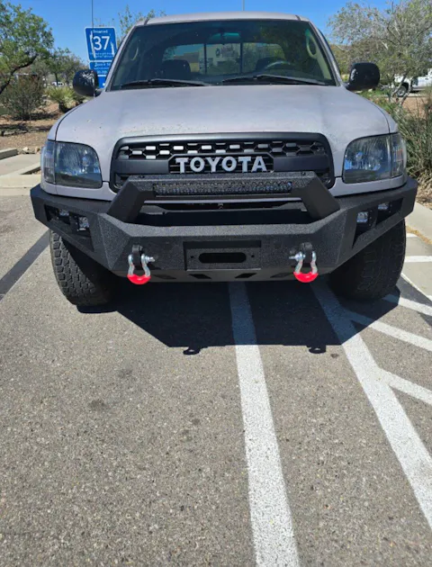 Fits 2000-2006 Toyota Tundra Bumper Full Width Heavy Duty Bumper with Winch Plate, LED Lights and D-rings
