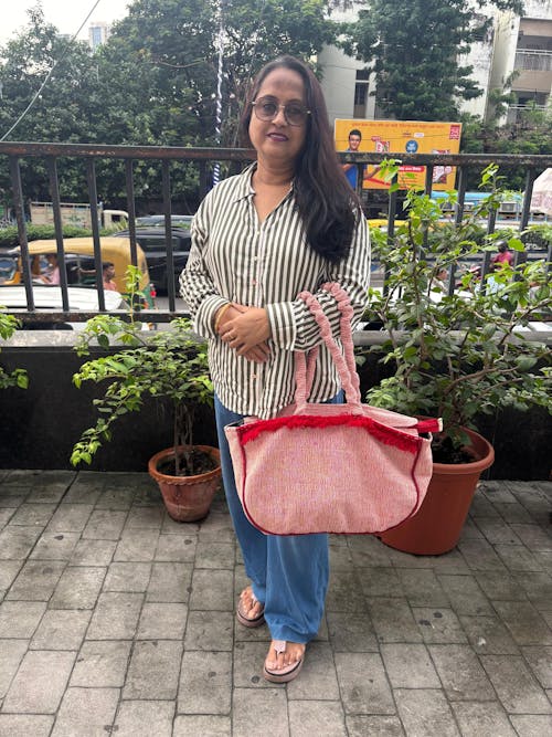Scarlet Grace Red Boat Handloom Tote Bag