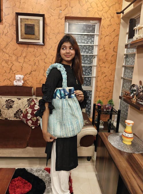 Ocean Breeze Handloom Shoulder Tote Bag