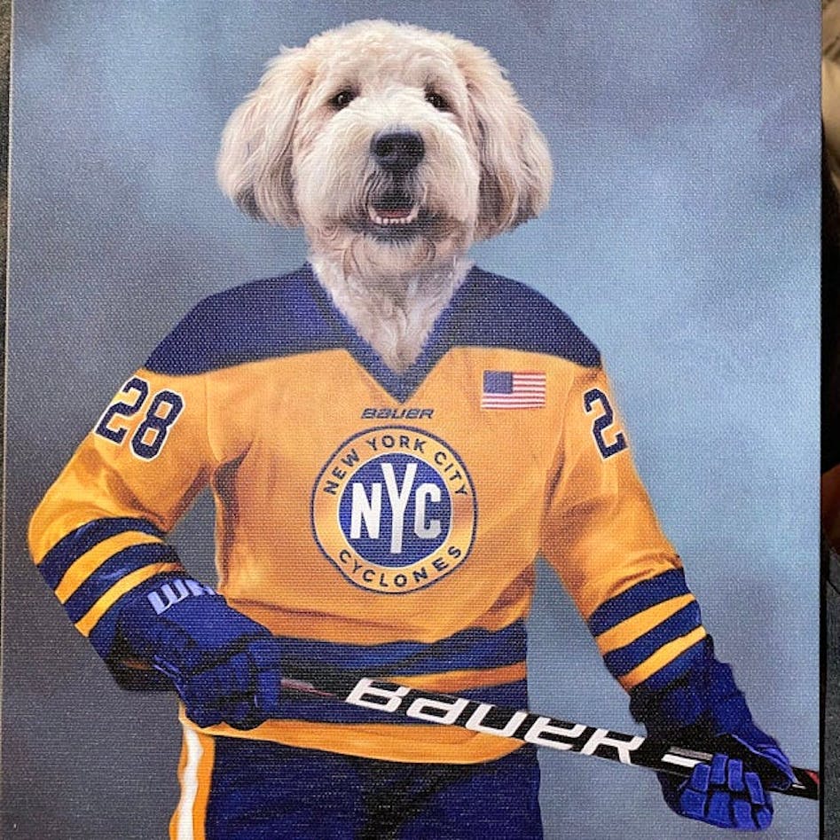 Custom NHL Hockey Fan Pet Portraitdog Cat 