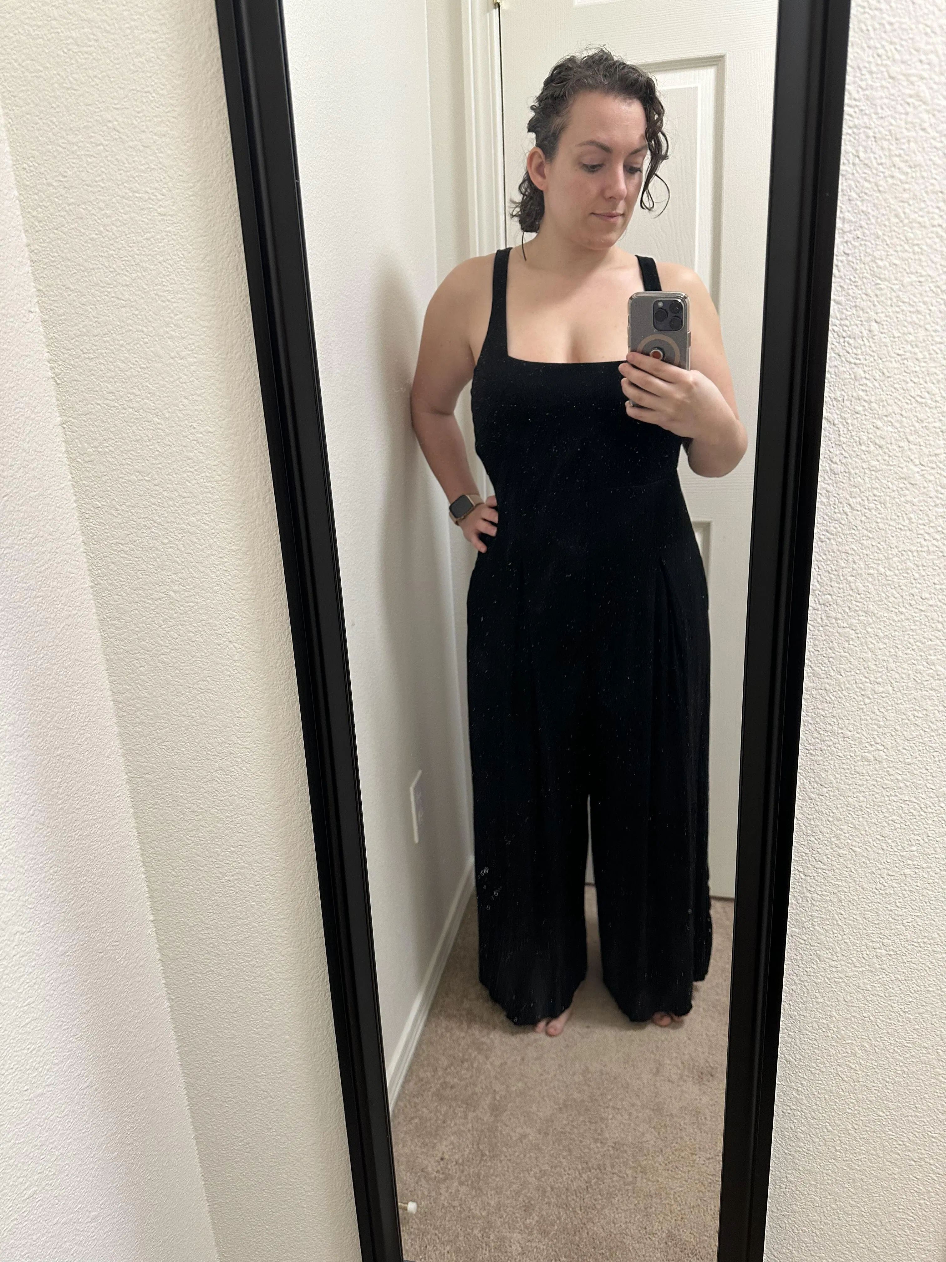 Chic V-neck Floral Applique Chffion Jumpsuit Stormy