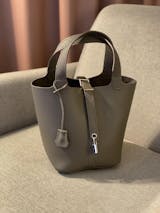 Top Grain Leather Lady Picotion Lock Totes Bag DIY Kit Taupe