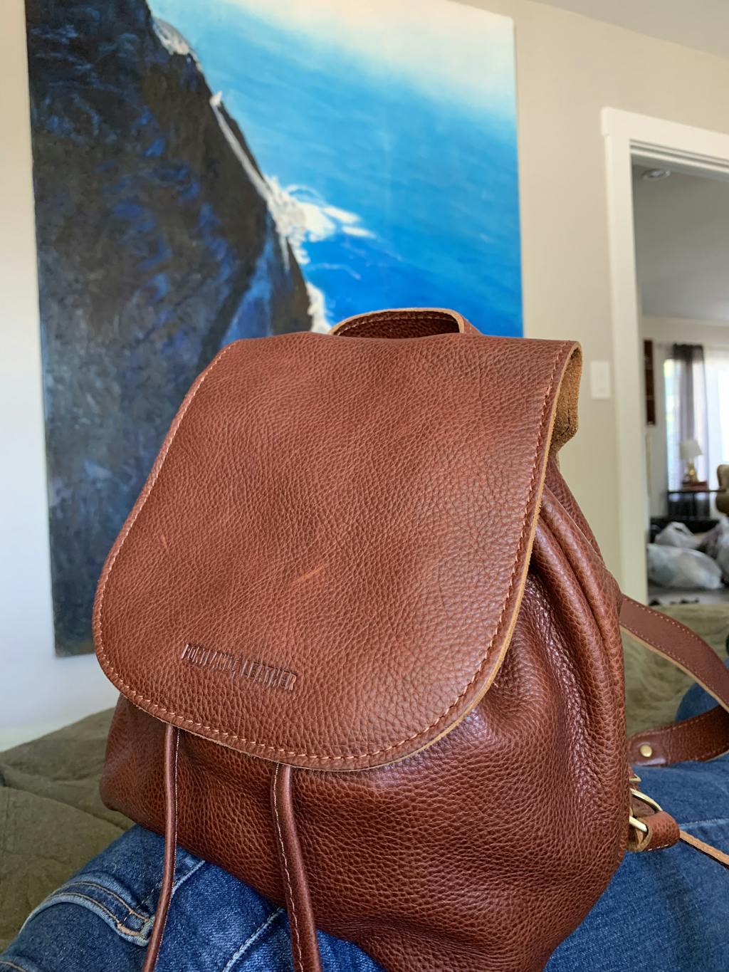 portland leather laptop backpack