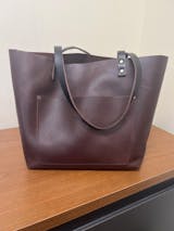 Large Burgundy Leather Tote Bag | Kerry Noël None/Open / Matte Black / External