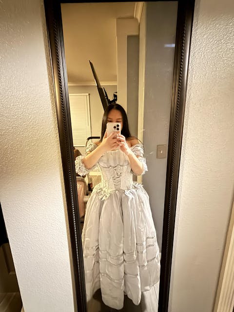 Luminious Moon Silver Antique Long Dress