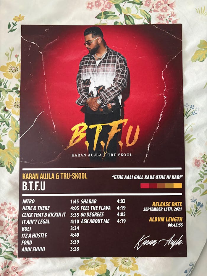 Karan Aujla & Tru-Skool - B.T.F.U | ALBUM POSTER