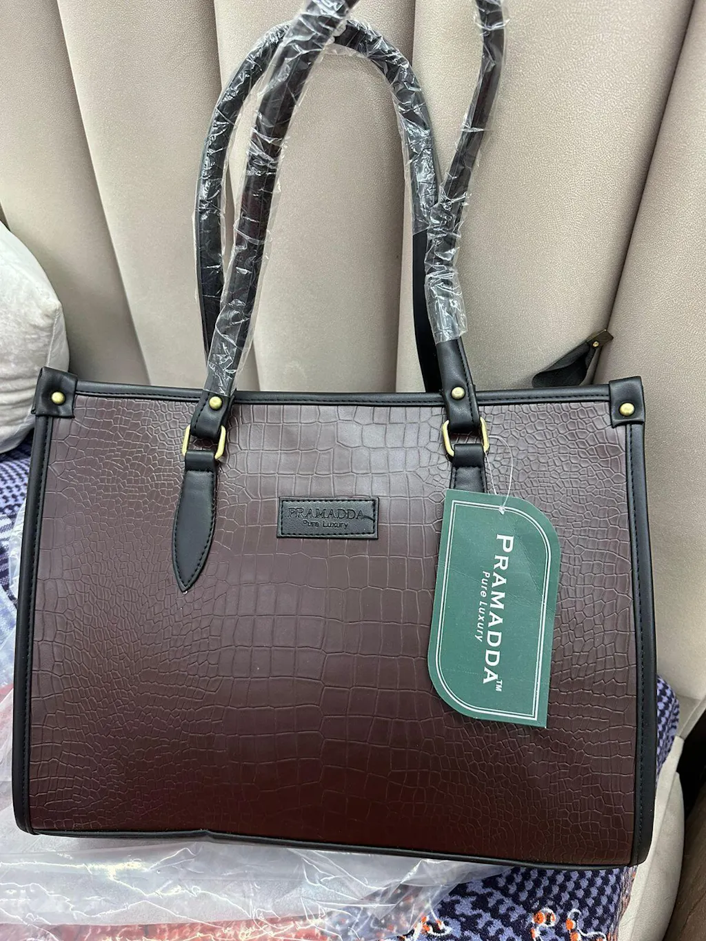 Bianca Croco Leather Tote Bag