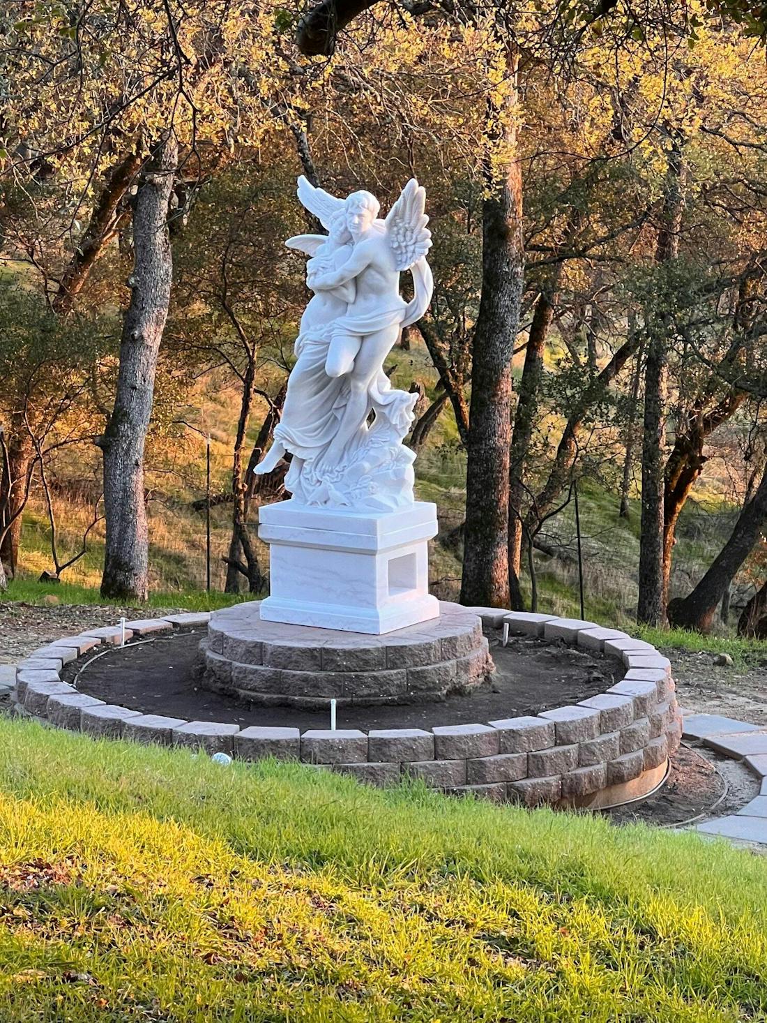 PREMIER Garden&Indoor Sculpture Angel Lovers Custom Marble Stone Statue PSM-005