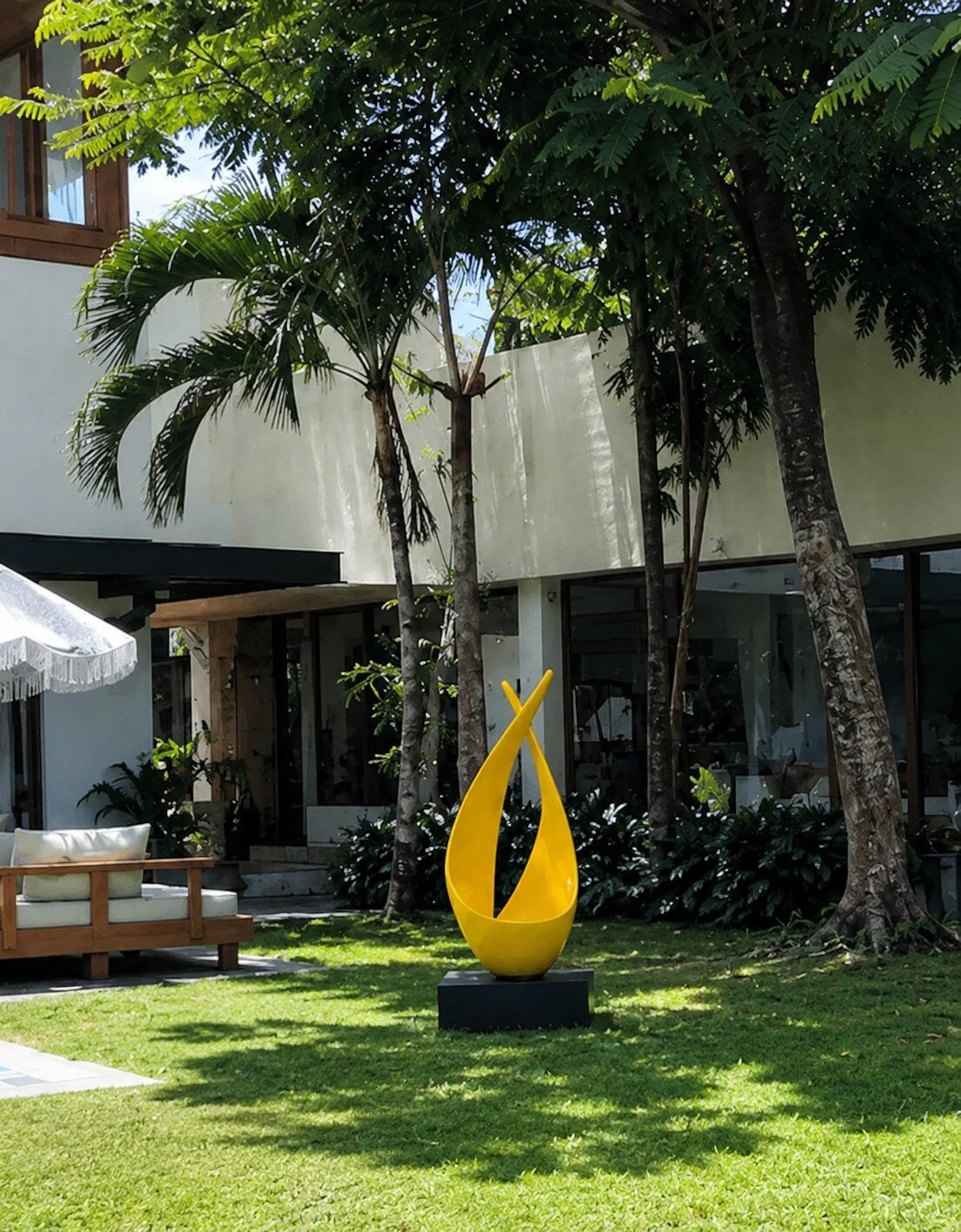 PREMIER Yellow Abstract Sculpture Modern Outdoor Art for Gardens PSSS-071