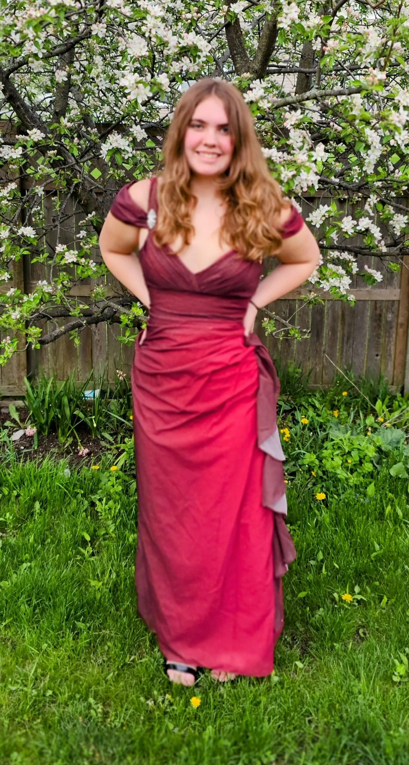 Beautiful A line Straps Ombre Red Long Chiffon Prom Dress P1284
