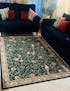 Green Floral Machine Washable Rug
