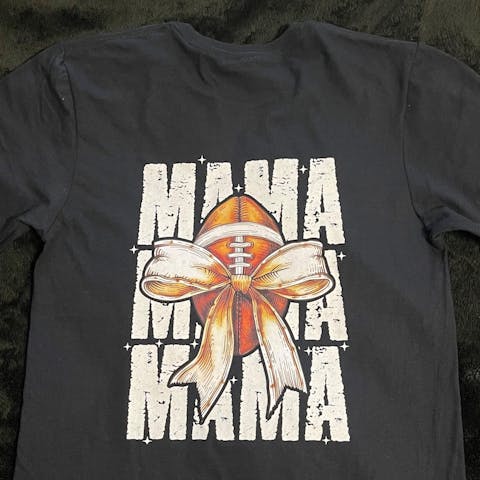 CUSTOM NAME Coquette Football Mama T-Shirt