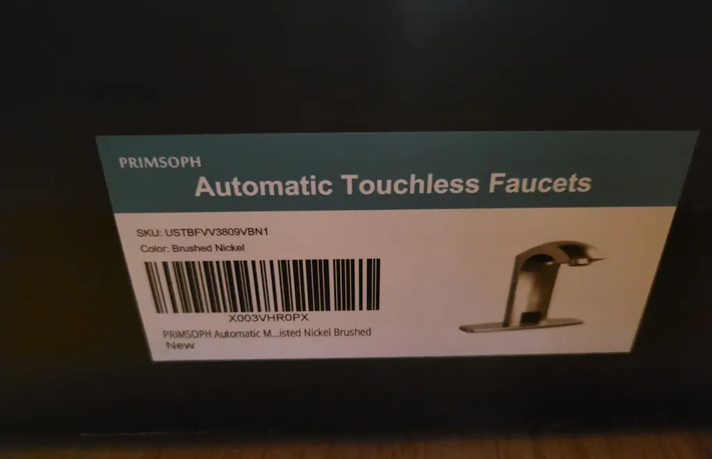 PRIMSOPH Model 8009 Battery and Plug-In Powered Touchless Faucet with Temperature Mixer, Brushed Nickel