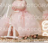 Floral Lace Off Shoulder Puff Sleeves Tea Length Cathedral Train Flower Girl Dress