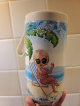 Personalized Beach Vacation Can Coolie or Koozies® - Watercolor Palms - Sun  Sand and a Drink in My Hand