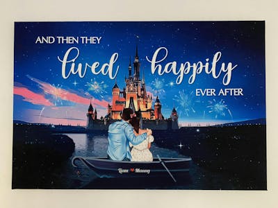 Happily Ever After - Dreaming Couple Canvas, Personalized Canvas - Anniversary, Valentine's Day Gifts For Couple