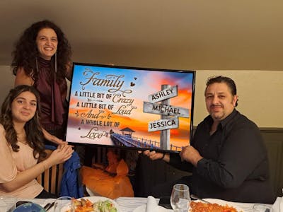 Personalized Family Love Sunset Dock Canvas Art