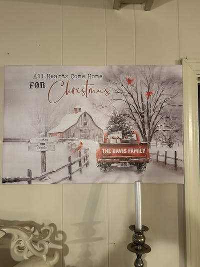 Customizable ‘All Roads Lead Home at Christmas’ Canvas / Poster - Personalize Names & Year