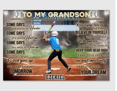 Personalized “Believe In Yourself” Baseball Canvas / Poster - A Gift for Son & Grandson