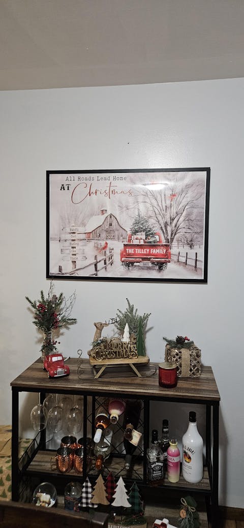 Customizable ‘All Roads Lead Home at Christmas’ Canvas / Poster - Personalize Names & Year