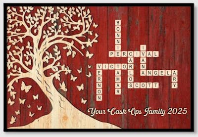 Custom Family Crossword Canvas / Poster: Personalized Names & Tree