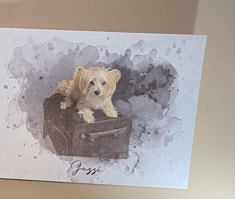 Custom Watercolor Pet Portrait from Your Photo | Personalized Horizontal Canvas / Poster