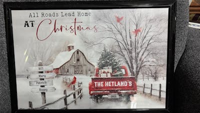 Customizable ‘All Roads Lead Home at Christmas’ Canvas / Poster - Personalize Names & Year