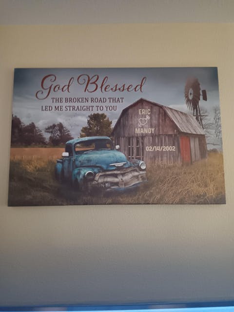 Custom 'God Blessed The Broken Road' Canvas / Poster for Couples & Anniversaries