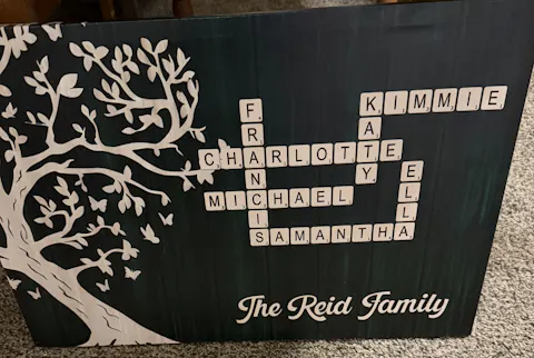 Custom Family Crossword Canvas / Poster: Personalized Names & Tree