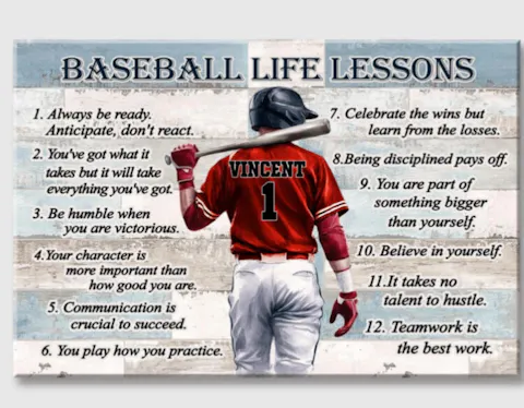 Personalized Baseball Life Lessons Poster / Canvas - Custom Gift For Baseball Lover