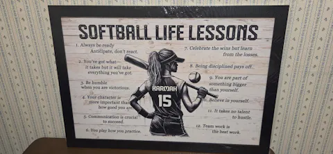 Personalized Custom Softball Life Lessons Canvas / Poster - Custom Motivational Softball Gift For Women Softball Players