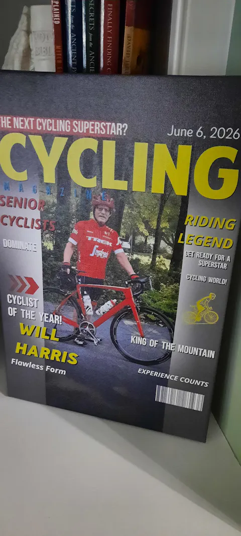 Personalized Cycling Magazine Cover Poster / Canvas - Custom Gift for Cyclists