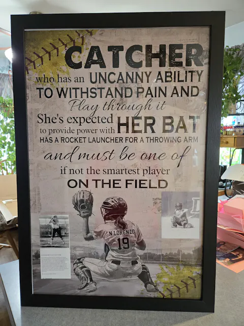 “Catchers Are Expected To Provide Power” - Personalized Softball Girl Poster / Canvas
