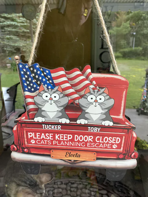 Cats Planning Escape Truck - Personalized Custom Shaped Wood Sign