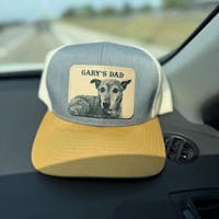 Custom Pet Portrait Leather Patch Trucker Hat | Personalized Dog Dad and Dog Mom Hat