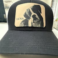 Custom Pet Portrait Leather Patch Trucker Hat | Personalized Dog Dad and Dog Mom Hat