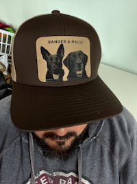 Custom Pet Portrait Leather Patch Trucker Hat | Personalized Dog Dad and Dog Mom Hat